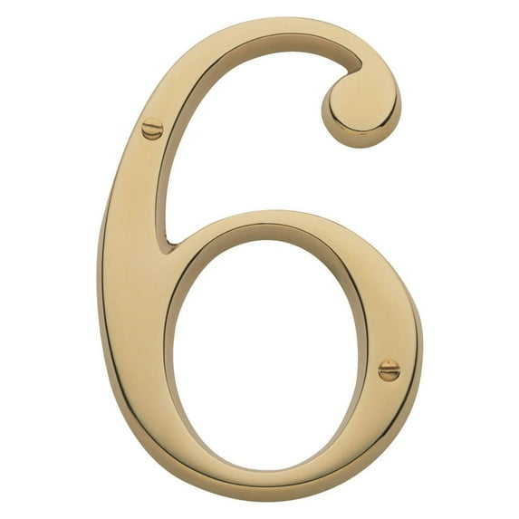 Baldwin 90676.003.CD Solid Brass House Number 6, Lifetime Polished Brass