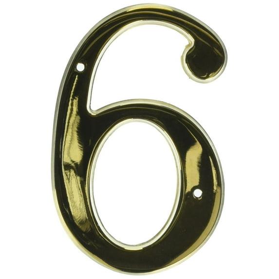 Baldwin 90676031 76# 6 House Number, Unlacquered Brass