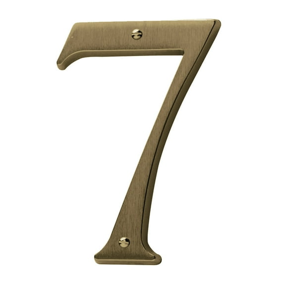 Baldwin 90677033 Solid Brass Residential House Number 7, Vintage Brass