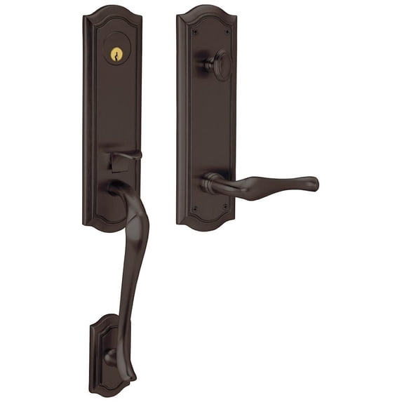 Baldwin 85337112RENT Right Handed Bethpage Escutcheon Single Cylinder Handleset - Bronze
