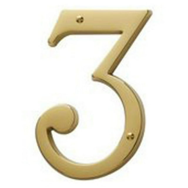Baldwin 90673060 73# 3 House Number, Satin Brass & Brown
