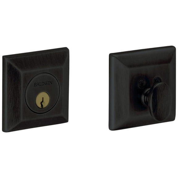 Baldwin 8254190 Square Solid Brass Single Cylinder Keyed Entry Deadbolt From The Estate