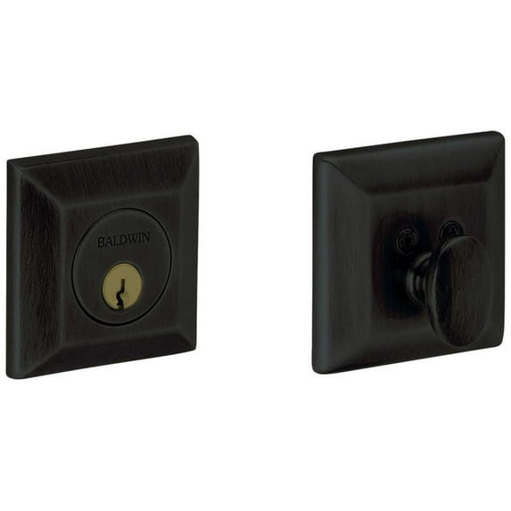 Baldwin 8254190 Square Solid Brass Single Cylinder Keyed Entry Deadbolt From The Estate