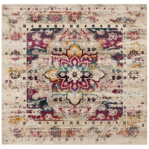 SAFAVIEH Baldwin Leon Oriental Area Rug, Cream/Fuchsia, 6'7" x 6'7" Square