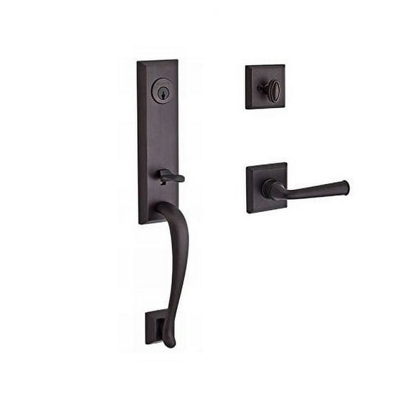 Baldwin Del Mar Single Cylinder Handleset with Federal Door Lever and Traditional Square Rose