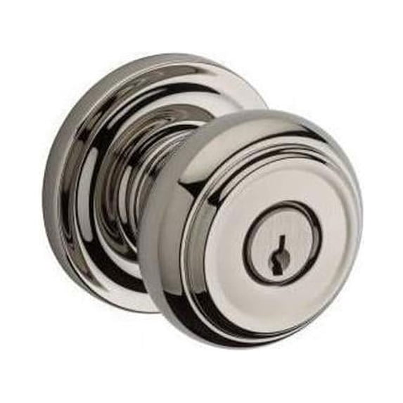 Baldwin ENTRATRR141 Traditional Single Cylinder Keyed Entry Door Knob Set with Traditional Round Rose - Polished Nickel