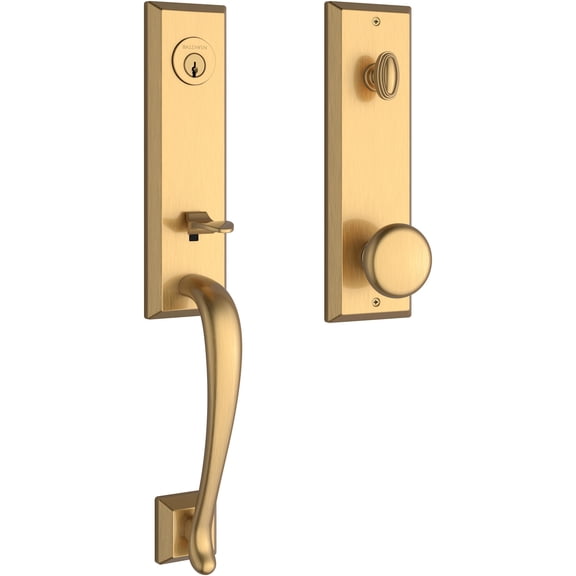 Baldwin EEDELxROUSBE044 Del Mar One Piece Single Cylinder Keyed Entry Handleset - Brass