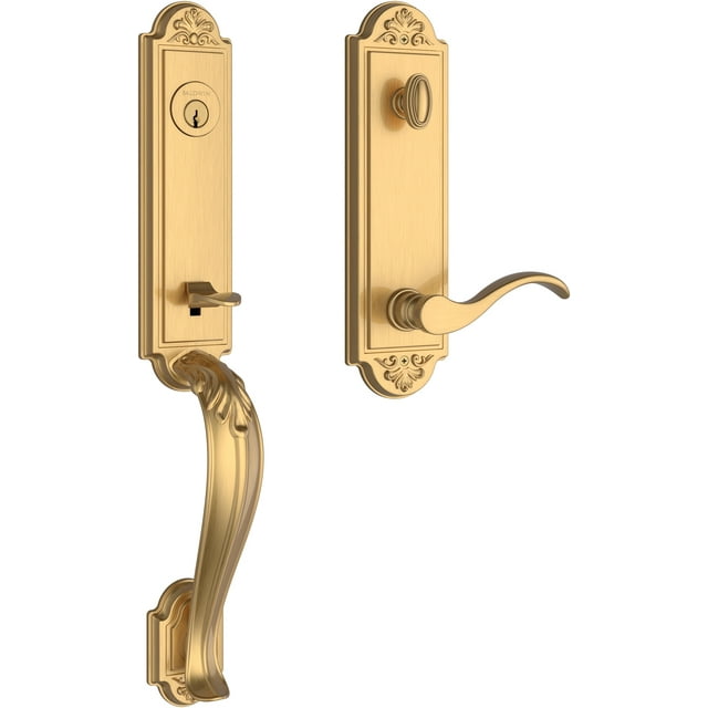 Baldwin EEELIxCURREBE044 Elizabeth One Piece Single Cylinder Keyed Entry Handleset - Brass