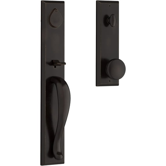 Baldwin EELONxRUSSBE481 Longview Full Plate Single Cylinder Keyed Entry Handleset - Bronze