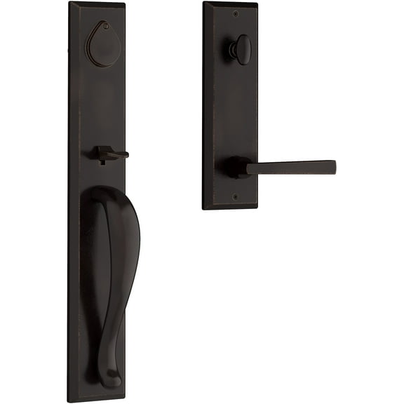 Baldwin EELONxTAPSBE481 Longview Full Plate Single Cylinder Keyed Entry Handleset - Bronze