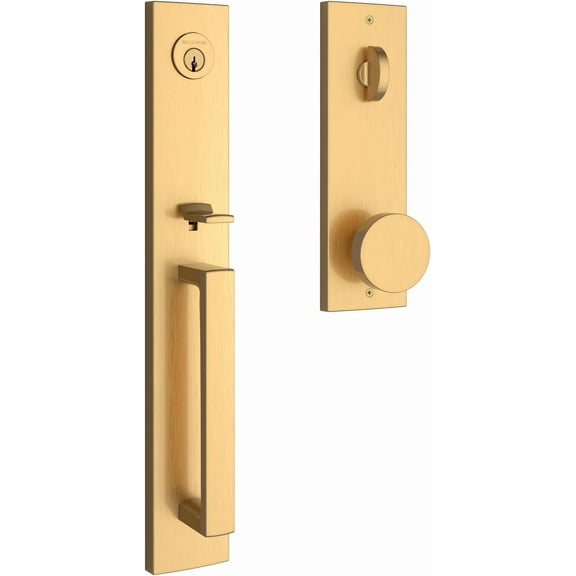 Baldwin Ee.Sanxcon.Cqe Santa Cruz Full Plate Single Cylinder Keyed Entry Handleset - Brass