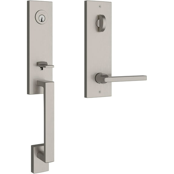 Baldwin EESEAxSQUCQE150 Seattle One Piece Single Cylinder Keyed Entry Handleset - Nickel