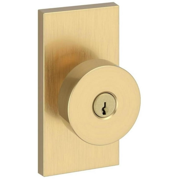 Baldwin Reserve Contemporary Knob - Keyed Entry - 5" Rose, Satin Brass (Lifetime)