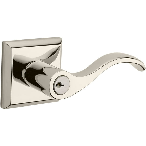 Baldwin ENCURTSR055 Curve Right Handed Single Cylinder Keyed Entry Door Lever - Nickel