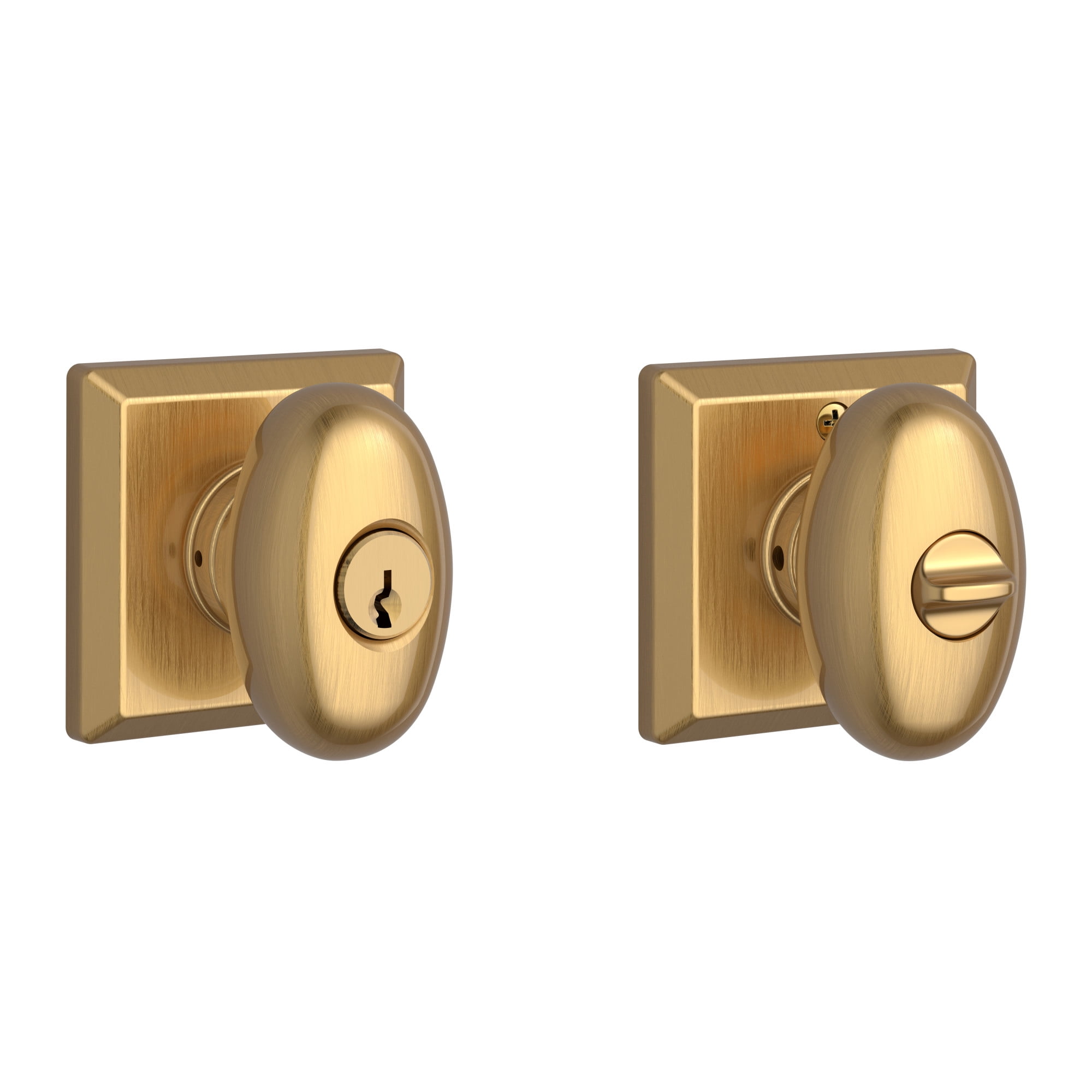 Lifetime Satin Brass Square Trim Single Cylinder Entry Door Knob