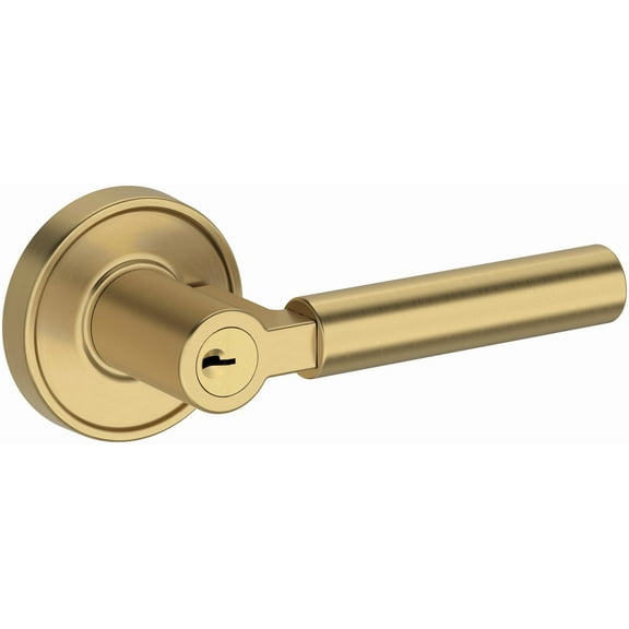 Baldwin En.Lkf.R.Rrr Lake Forest Single Cylinder Keyed Entry Door Lever Set - Brass