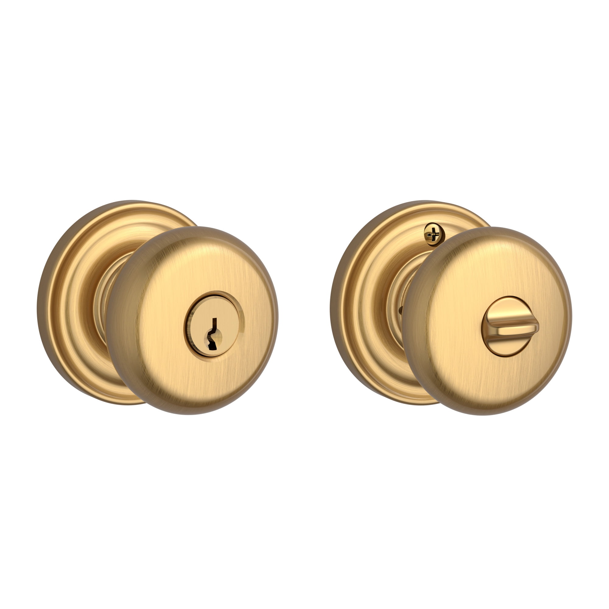 Lifetime Satin Brass Round Single Cylinder Entry Door Knob