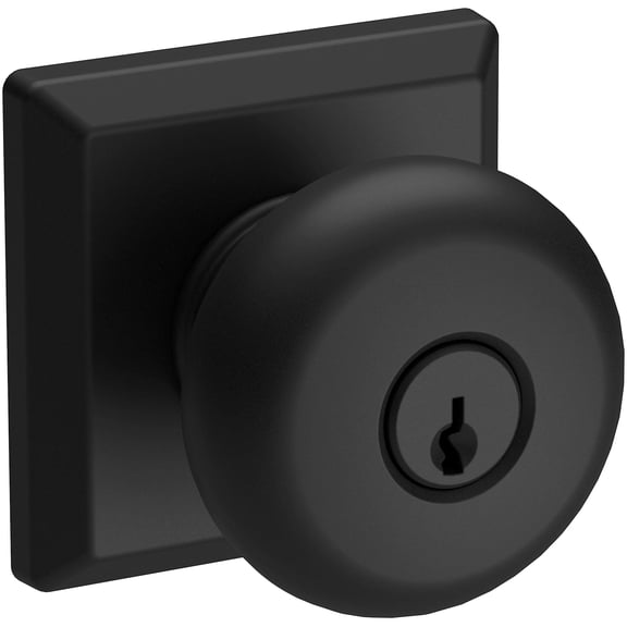 Baldwin En.Rou.Tsr Round Single Cylinder Keyed Entry Door Knob - Black