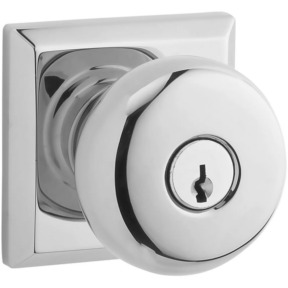 Baldwin Round Keyed Door Knob with Traditional Square Rose