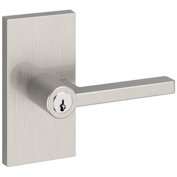 Baldwin Reserve Square Lever - Keyed Entry - 5" Rose, Satin Nickel