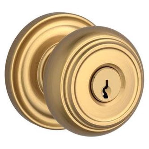 Baldwin ENTRATRR044 Traditional Single Cylinder Keyed Entry Door Knob - Brass