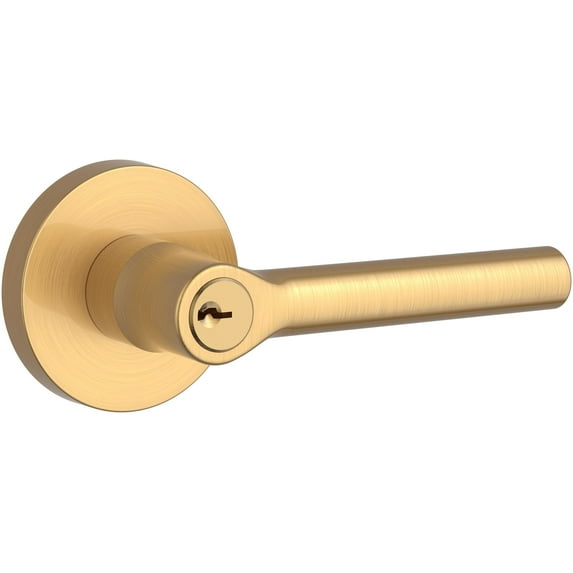 Baldwin En.Tub.Crr Tube Single Cylinder Keyed Entry Door Lever Set - Brass