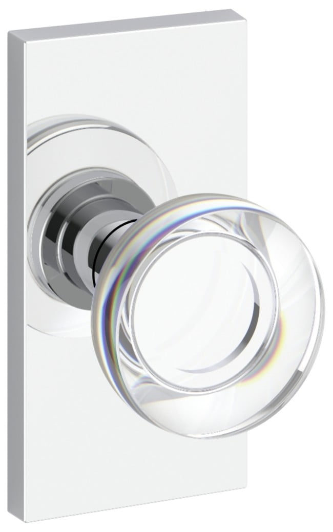 Polished Chrome Crystal Flat Ball Dummy Door Knob Set