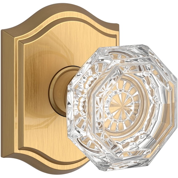 Baldwin FDCRYTAR044 Crystal Non-Turning Two-Sided Dummy Door Knob Set - Brass