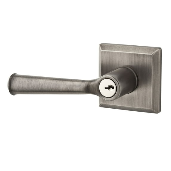 Baldwin Federal Keyed Door Lever with Traditional Square Rose