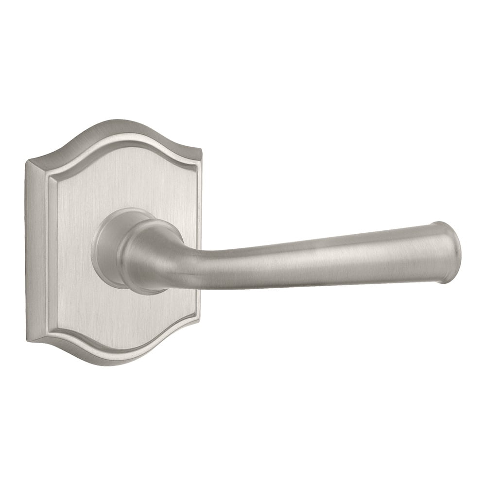 Satin Nickel Solid Brass Privacy Door Lever with Arch Rose