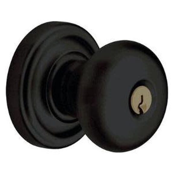 Baldwin 5208190ENTR ENTR Keyed Entry Classic Style Knobset Single Cylinder, Satin Black
