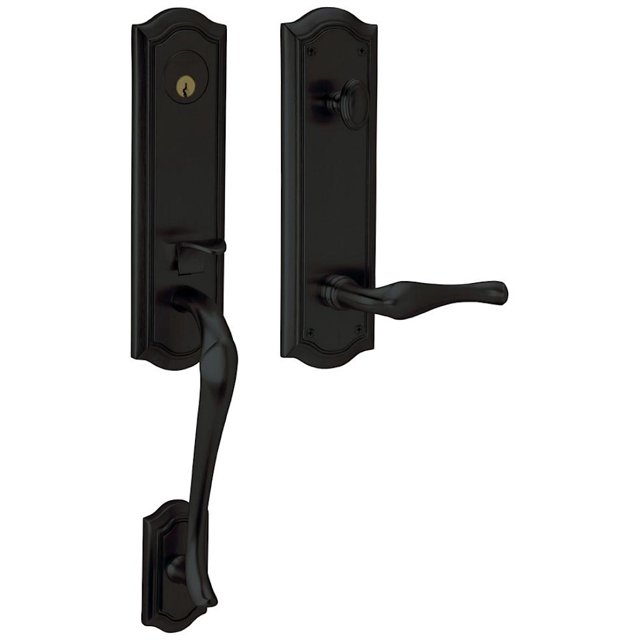 Baldwin 85337190LENT Left Handed Bethpage Escutcheon Single Cylinder Handleset - Black