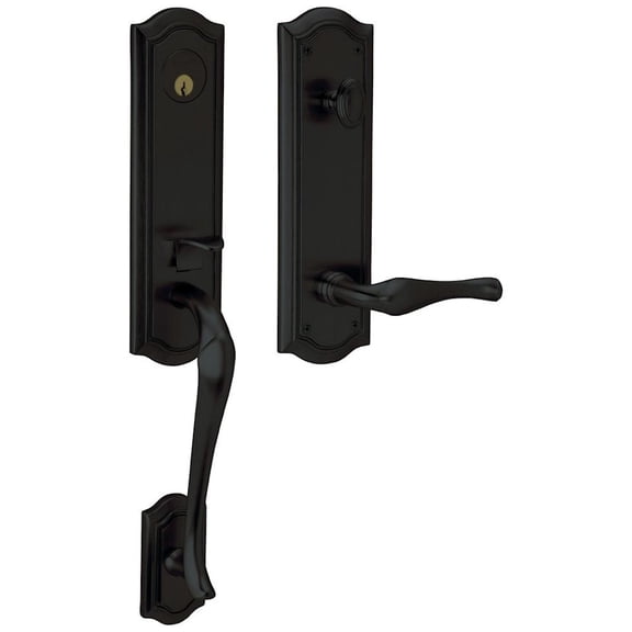 Baldwin 85337190LENT Left Handed Bethpage Escutcheon Single Cylinder Handleset - Black