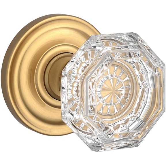 Baldwin HDCRYTRR044 Crystal Non-Turning One-Sided Dummy Door Knob - Brass