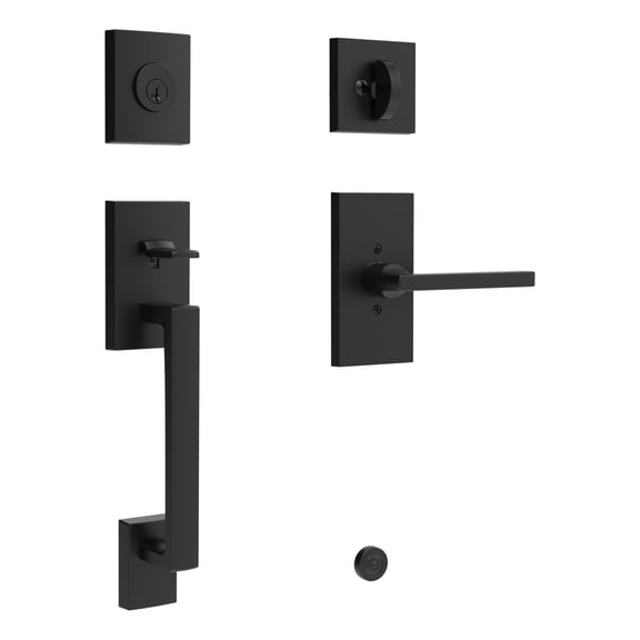 Baldwin La Jolla Handleset - Square Lever, 5" Rose, Satin Black