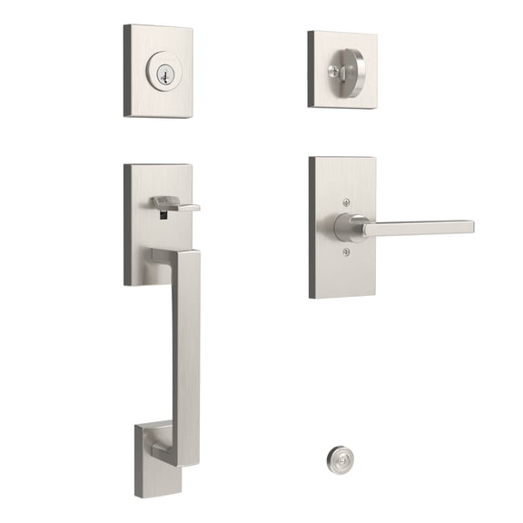 Baldwin La Jolla Handleset - Square Lever, 5" Rose, Satin Nickel