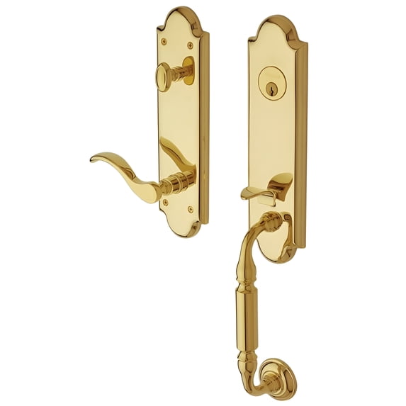 Baldwin Left Handed Manchester Handleset Wave Lever - Lifetime Polished Brass