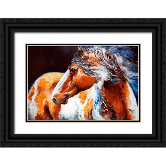 Baldwin, Marcia 14x11 Black Ornate Wood Framed with Double Matting Museum Art Print Titled - Mohican Indian War Horse