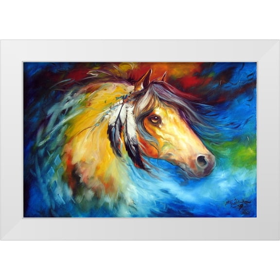 Baldwin, Marcia 14x11 White Modern Wood Framed Museum Art Print Titled - Blue Thunder War Pony