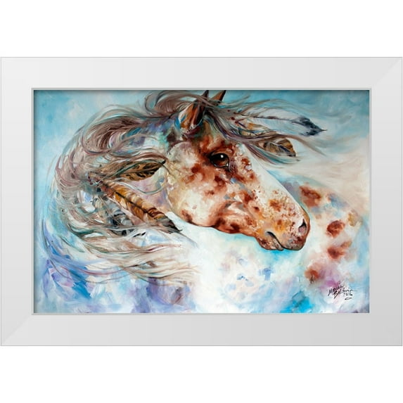 Baldwin, Marcia 14x11 White Modern Wood Framed Museum Art Print Titled - Thunder Appaloosa Indian War Horse