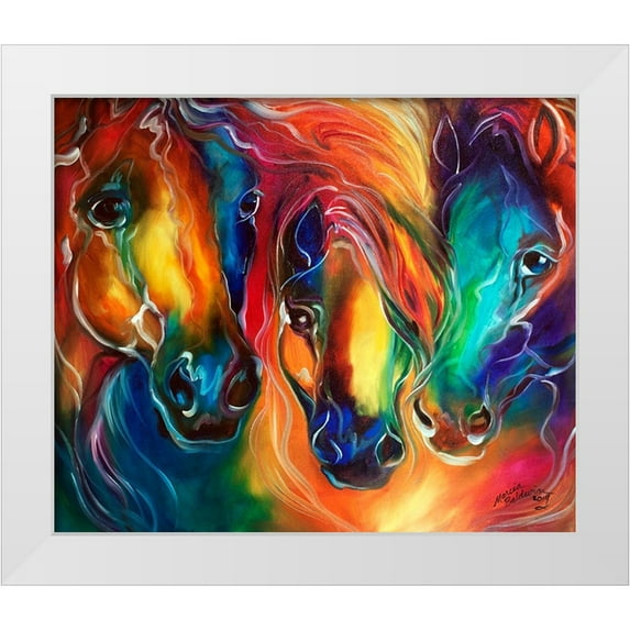 Baldwin, Marcia 23x20 White Modern Wood Framed Museum Art Print Titled - Color My World With Horses