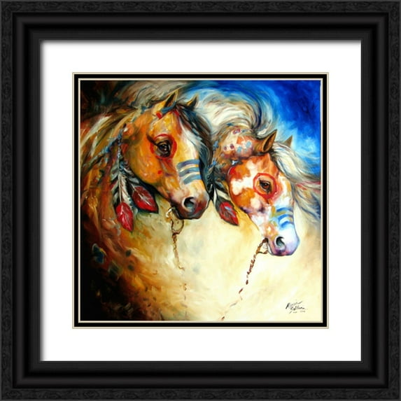 Baldwin, Marcia 26x26 Black Ornate Wood Framed with Double Matting Museum Art Print Titled - Warrior Spirits 2