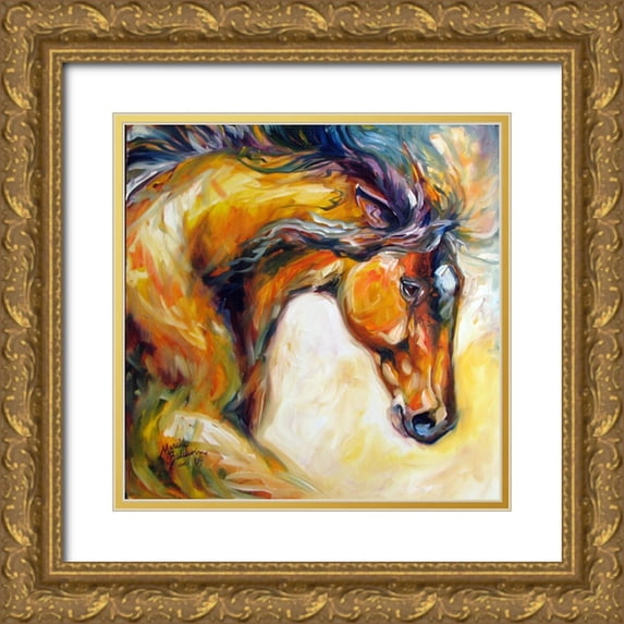 Baldwin, Marcia 26x26 Gold Ornate Wood Framed with Double Matting Museum Art Print Titled - Determined Equine