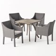 thumbnail image 1 of Baldwin Outdoor Acacia Wood and Wicker 5 Piece Dining Set with Cushions, Gray and Light Gray, 1 of 12
