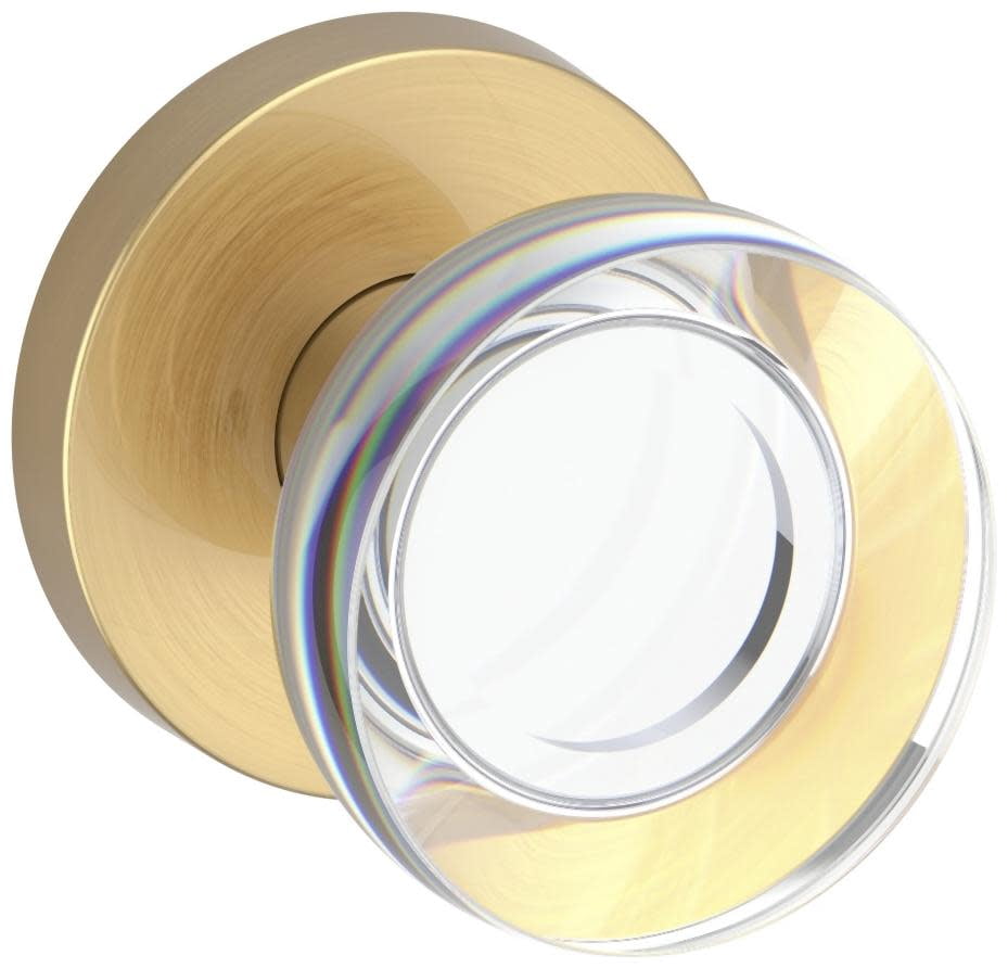 Baldwin PSCCYCRR044 Contemporary Crystal Passage Door Knob Set - Brass