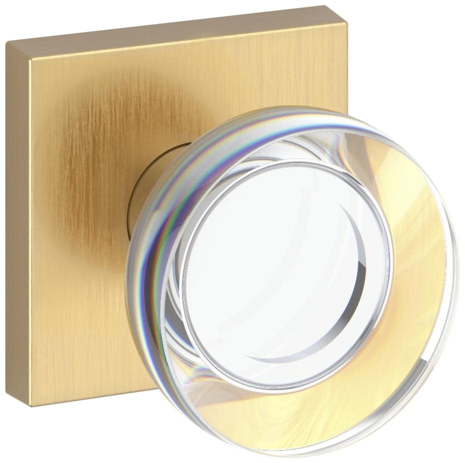 Baldwin PSCCYCSR044 Contemporary Crystal Passage Door Knob Set - Brass