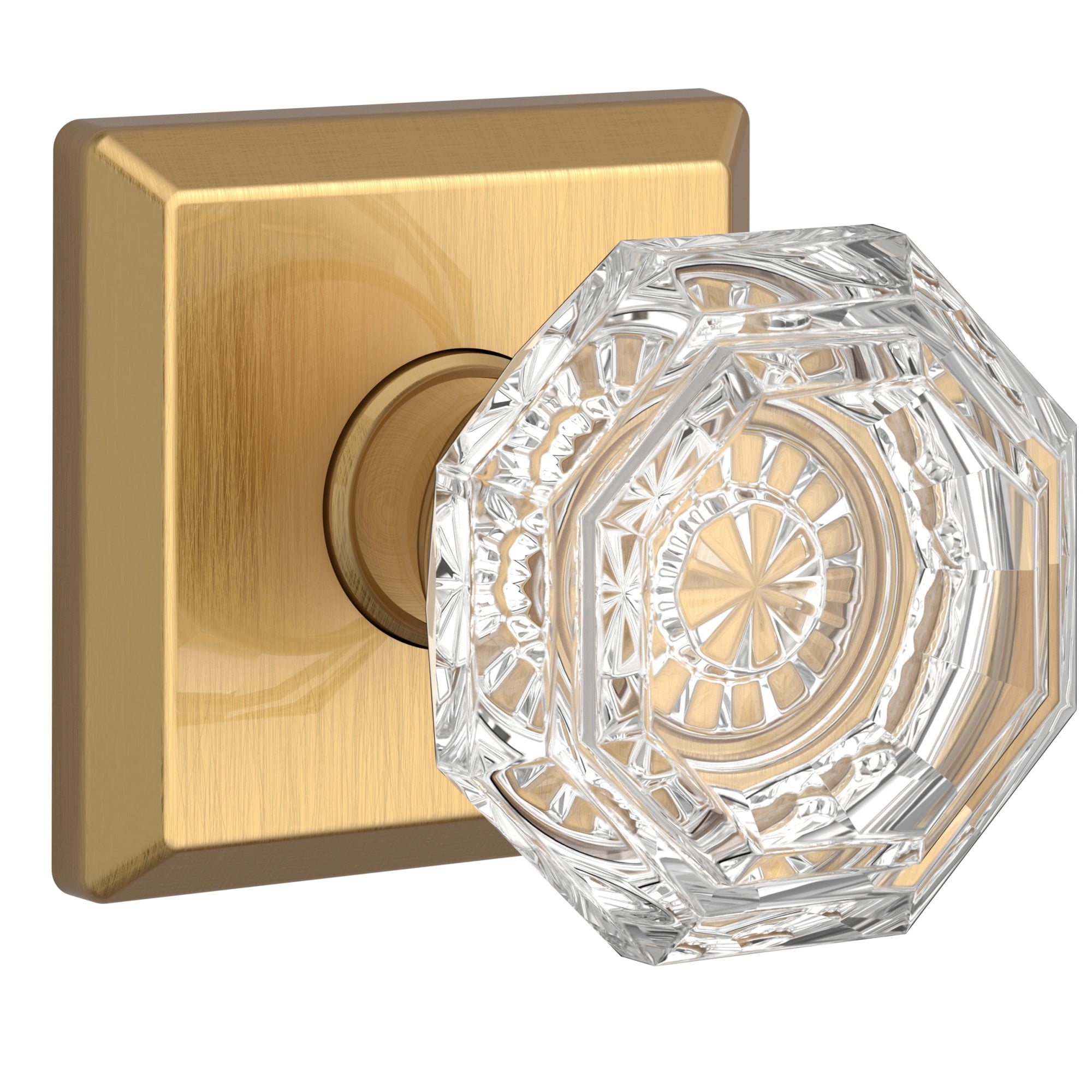 Brass and Crystal Flat Ball Passage Door Knob