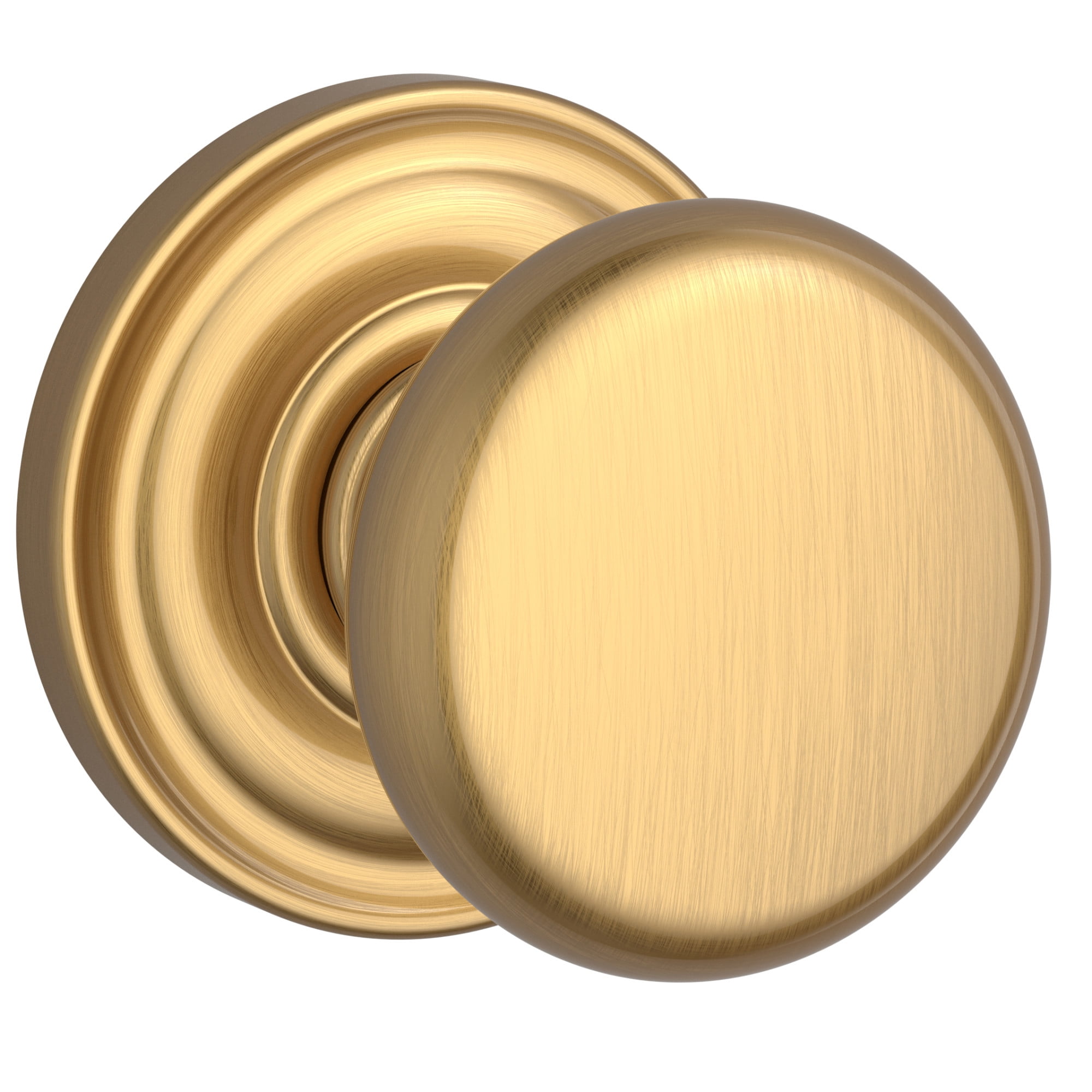 Satin Brass Round Passage Door Knob with Round Rose