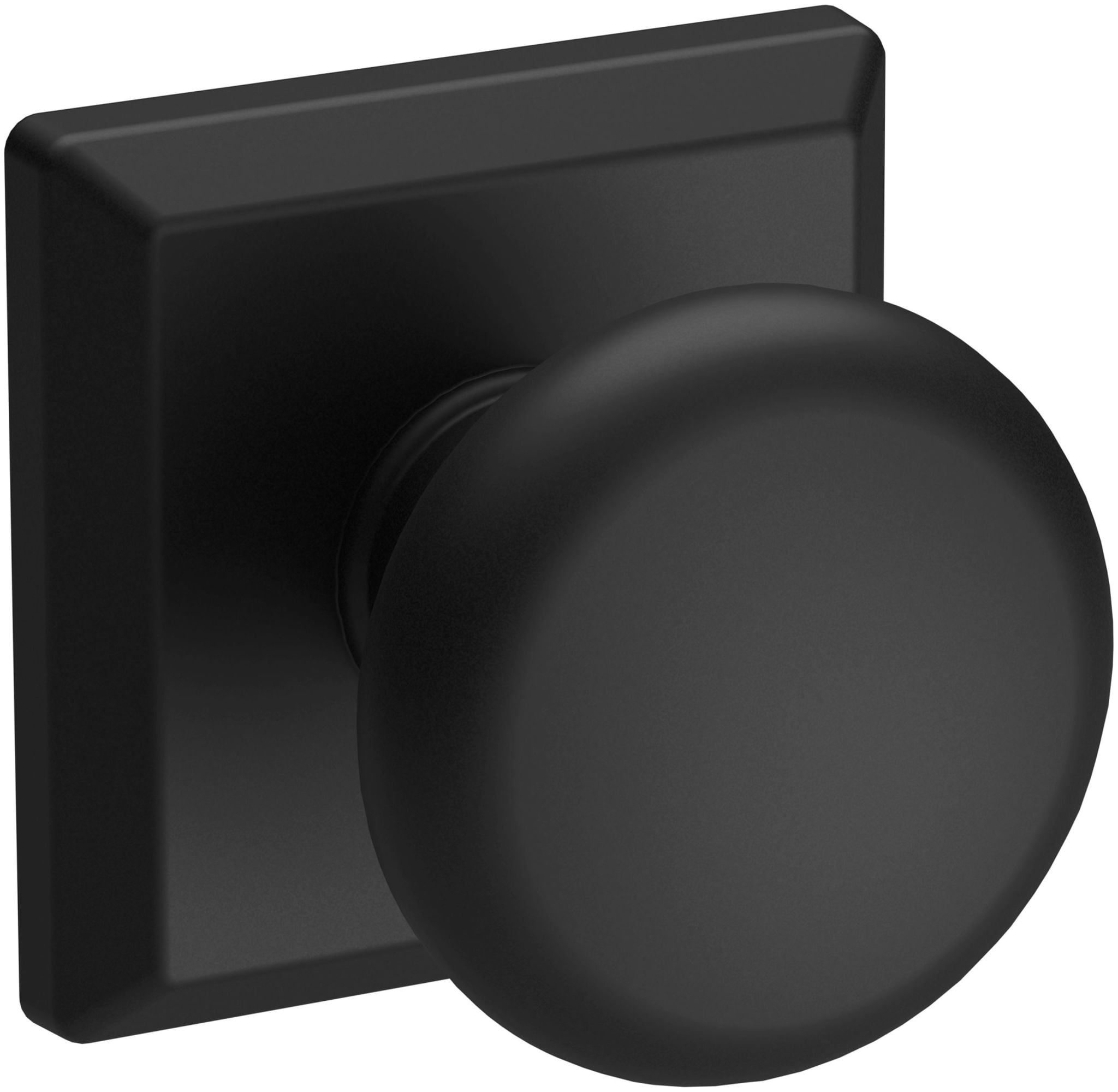 Black Solid Brass Round Passage Door Knob with Square Rosette