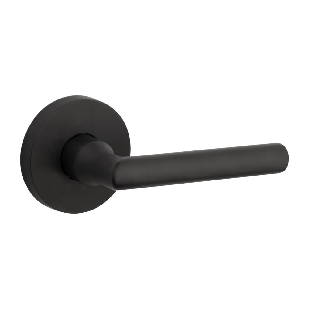 Satin Black Solid Brass Contemporary Round Rose Lever